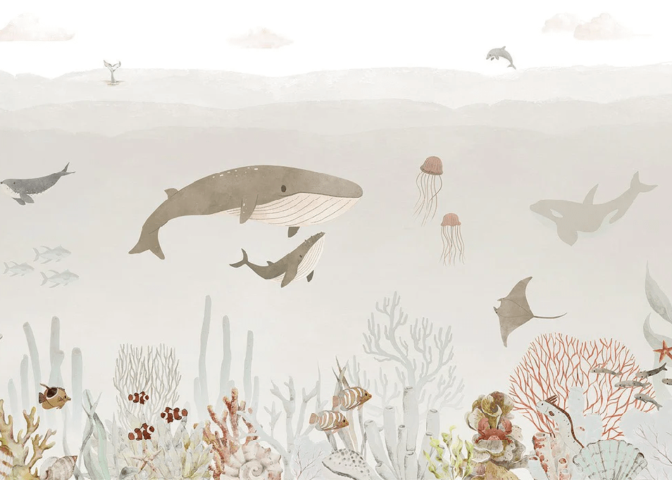 Papier peint bébé baleines
