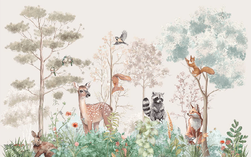 Papier peint chambre enfant nature magique beige - Muralconcept