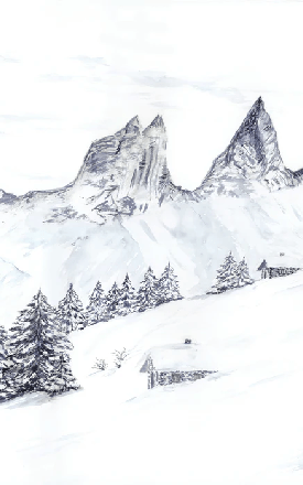 Papier peint aquarelle d’un rêve Alpin