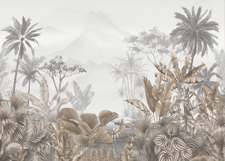 Papier peint tendance tropical sepia - Muralconcept