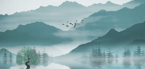 Papier peint salle bain entre montagne et lac