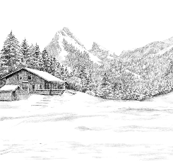 Papier peint montagne Suisse - Dent d'Oche - Muralconcept