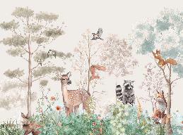 Papier peint chambre enfant nature magique beige - Muralconcept