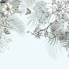 Papier peint wc tendance nature plante vert d'eau - Muralconcept