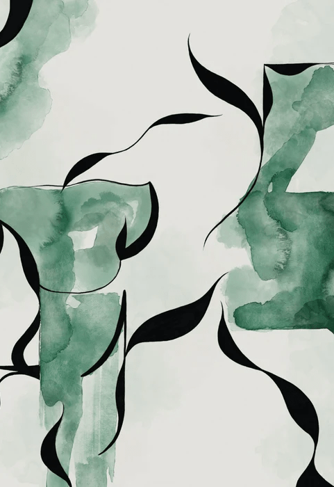 Papier peint abstrait moderne – Abstract Green Flow - Muralconcept