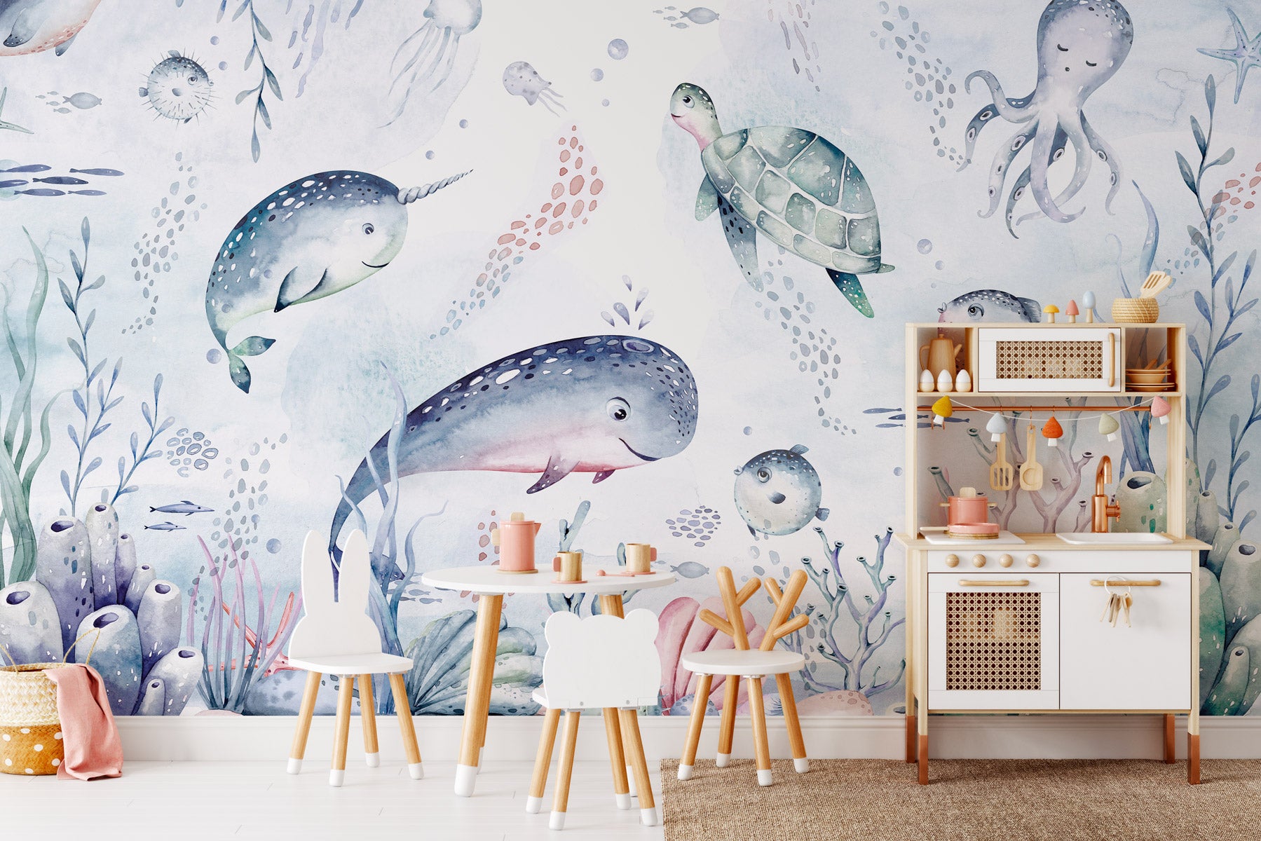 Papier peint baleines océan féérique, XXL, tendance