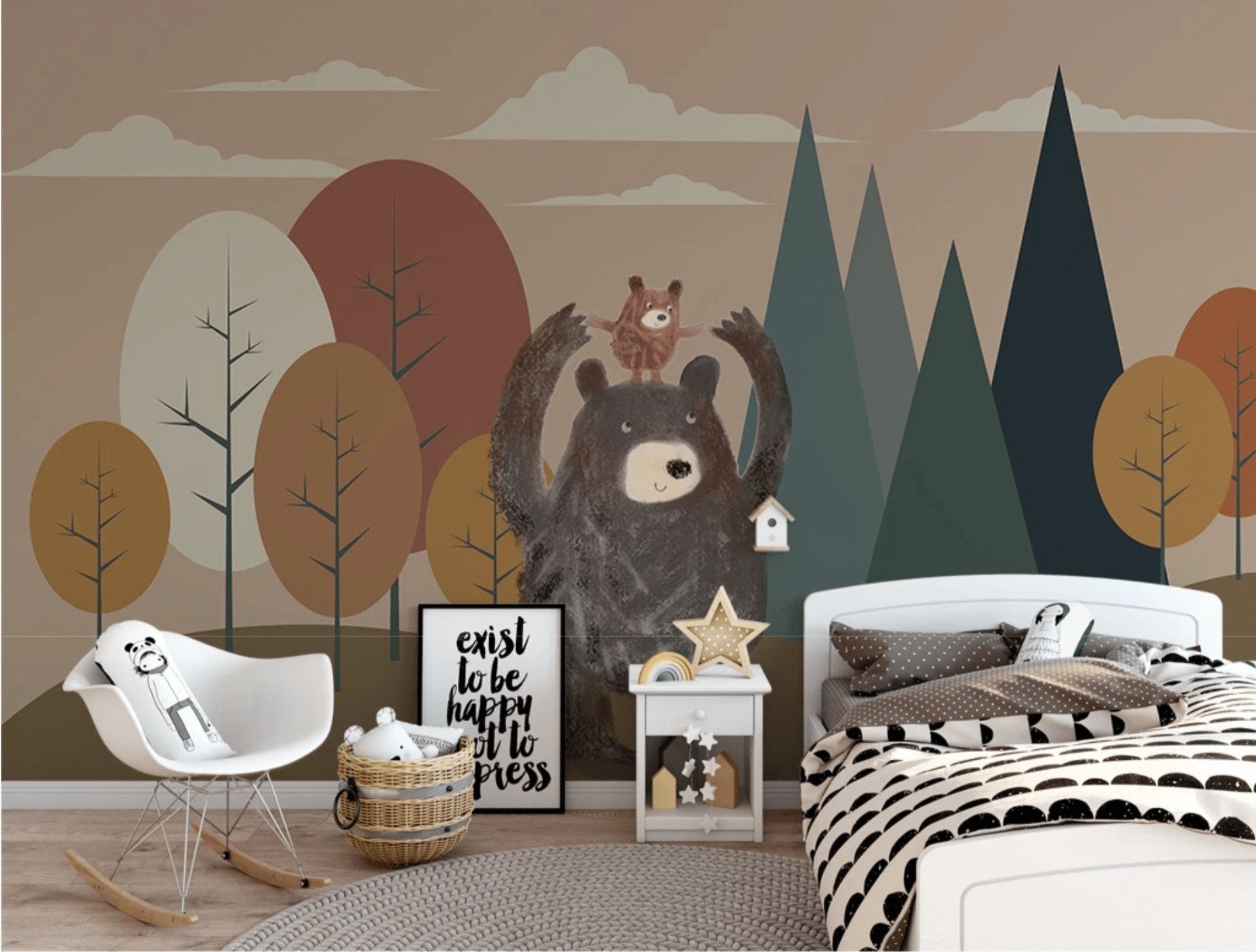 Papier peint enfant ours brun, XXL, tendance