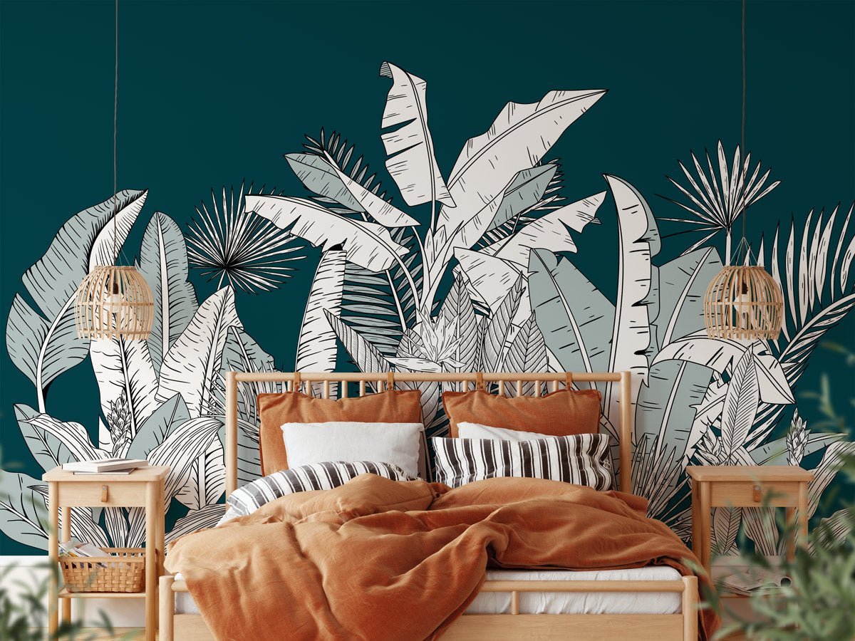 Papier peint panoramique botanic leaf vert, XXL, tendance