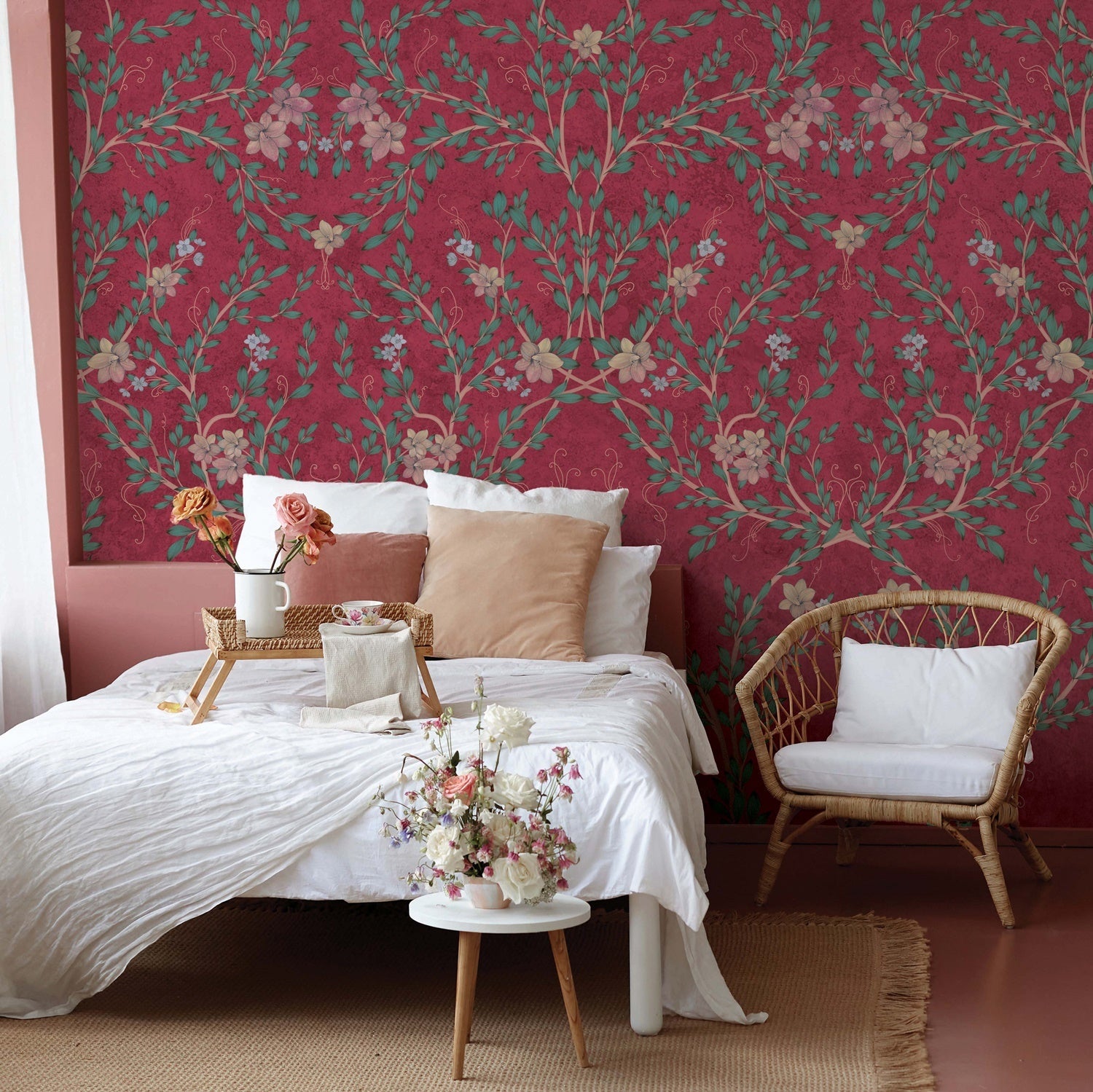 Papier peint panoramique -- Papier peint anse de fleurs, mural concept, tendance