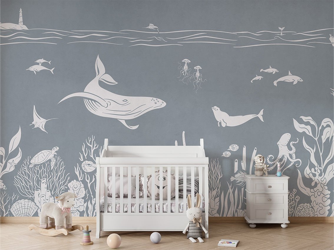 Papier peint balade aquatique bleu, XXL, tendance