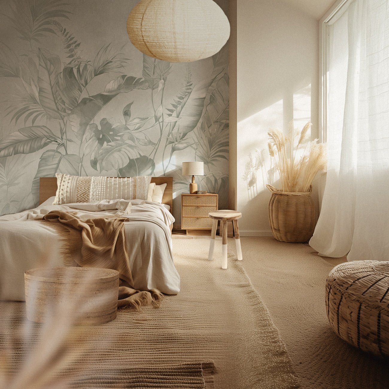 Papier peint élégante jungle sauge, XXL, tendance