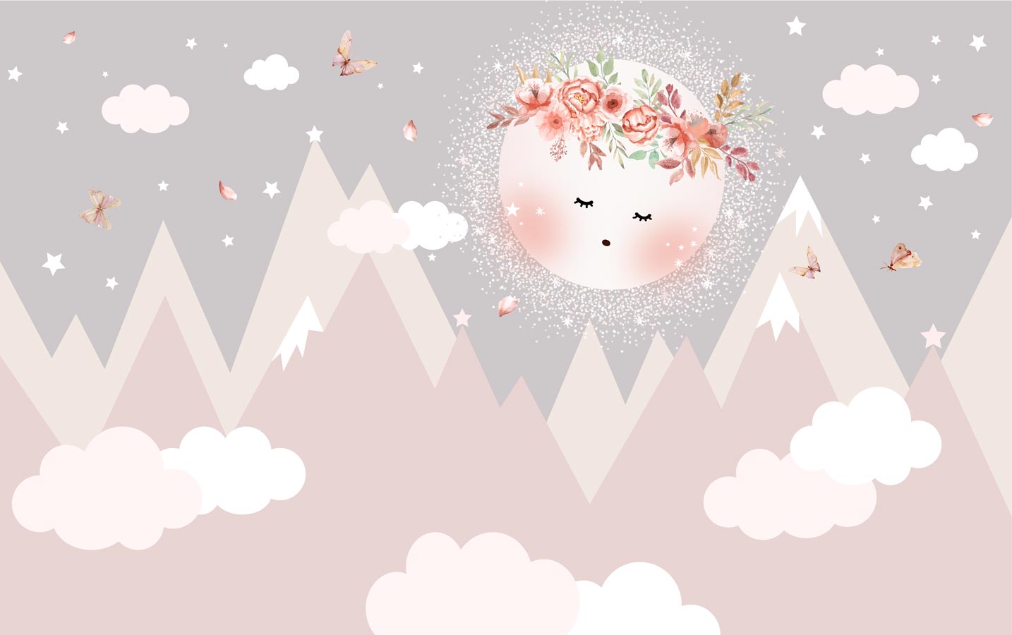 Papier peint panoramique enfant éclat de lune - Muralconcept