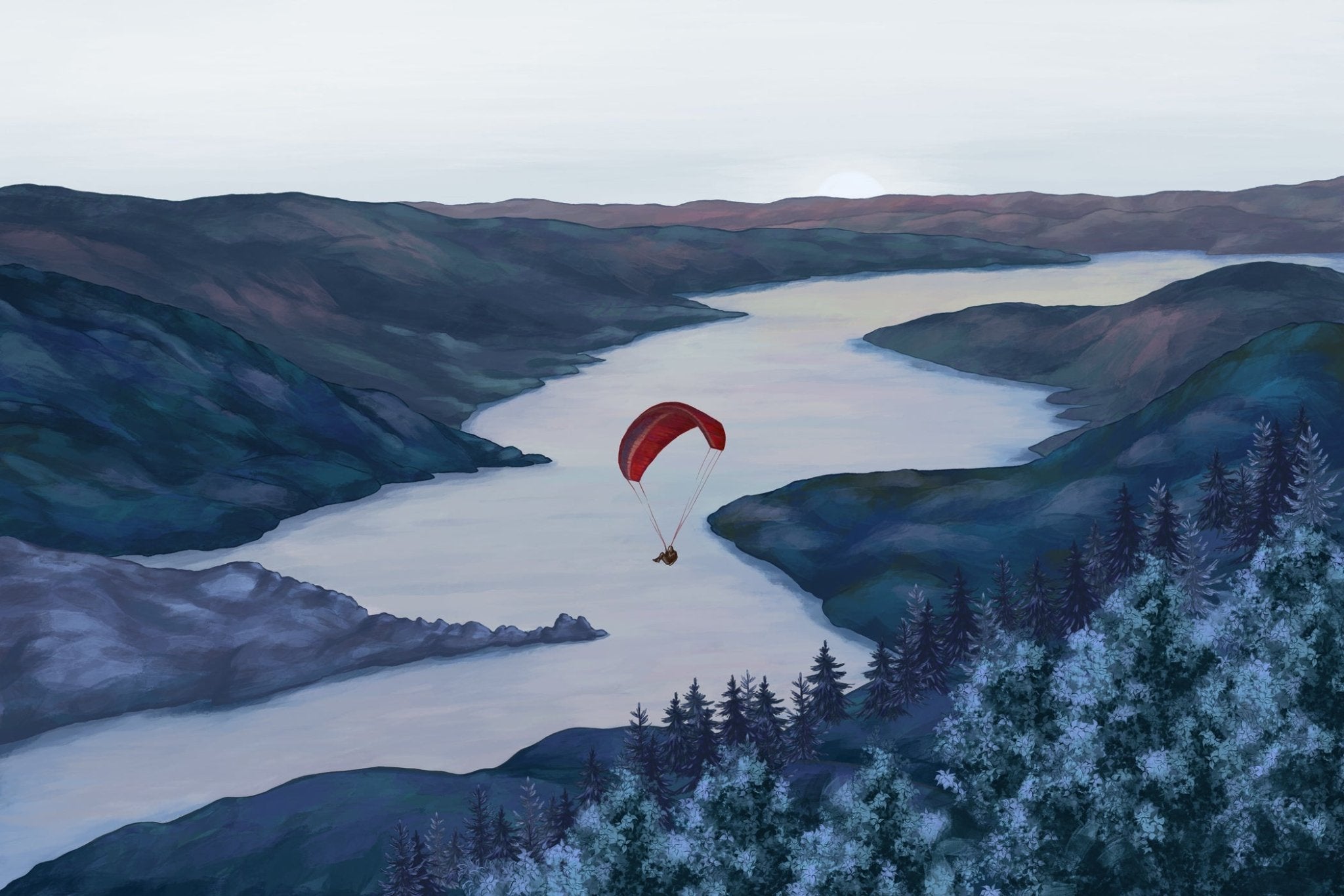 Papier peint col de la Forclaz bleu rouge, XXL, tendance