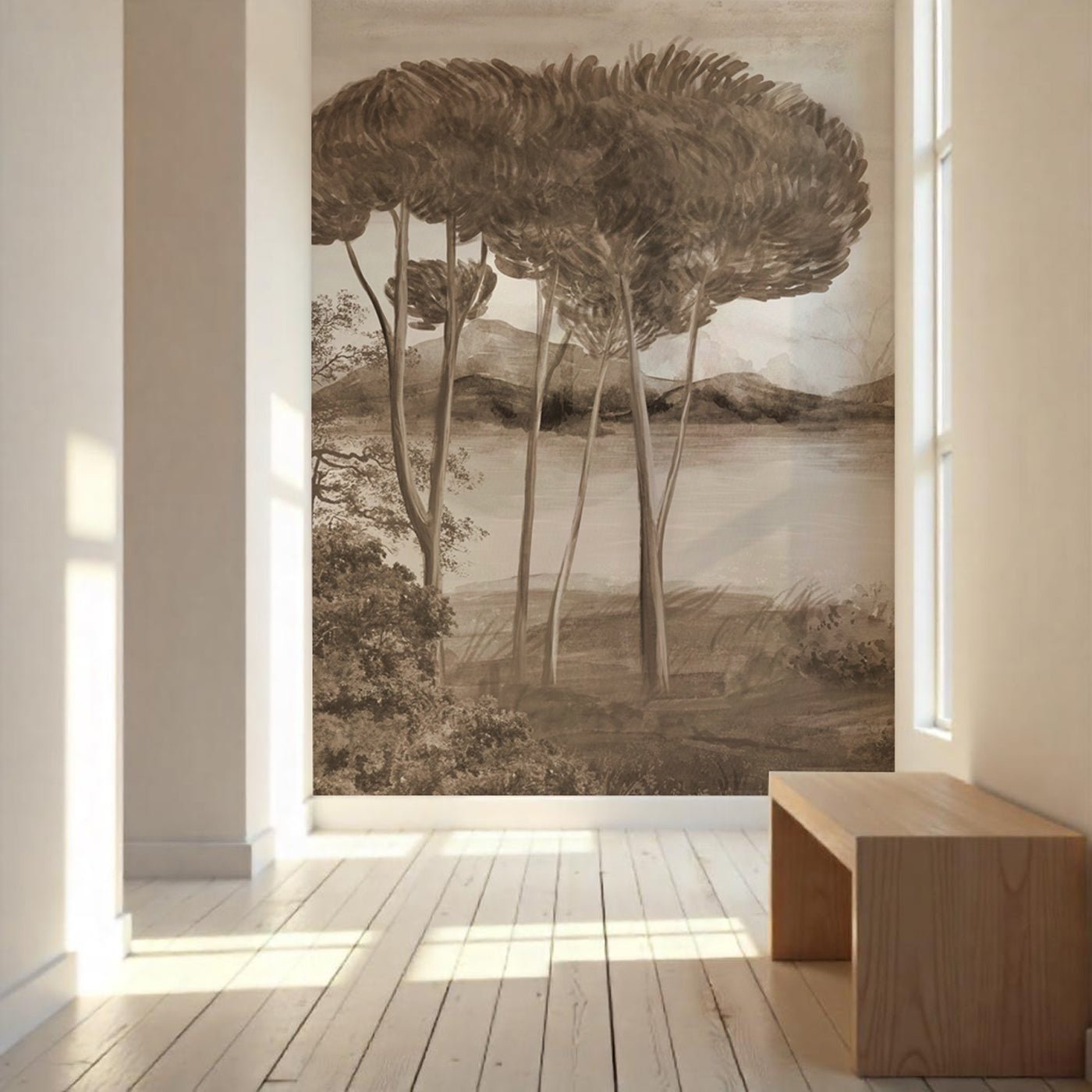 Papier peint panoramique méditerranéen Sépia, XXL, tendance