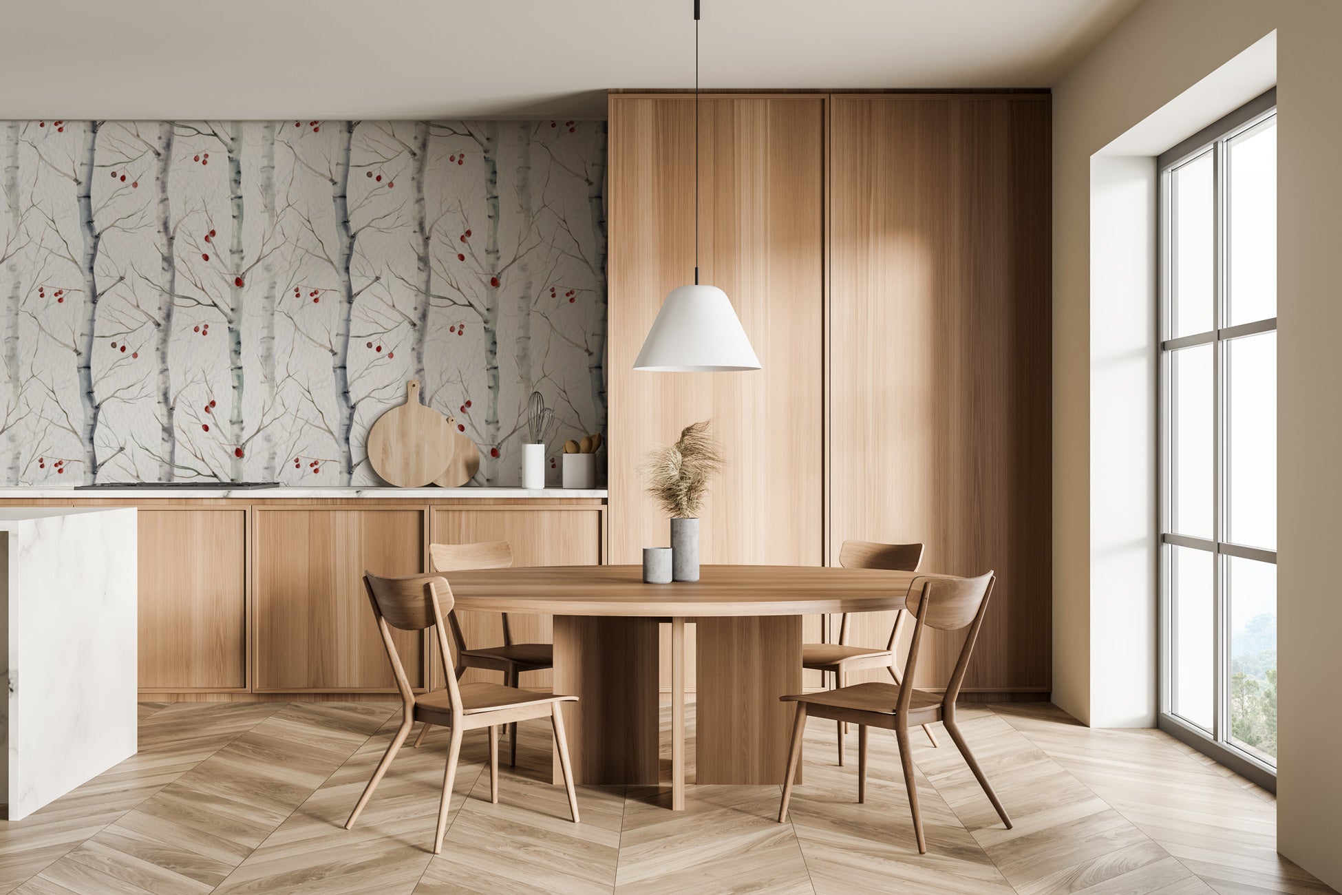 Papier peint peinture bouleau, XXL, tendance