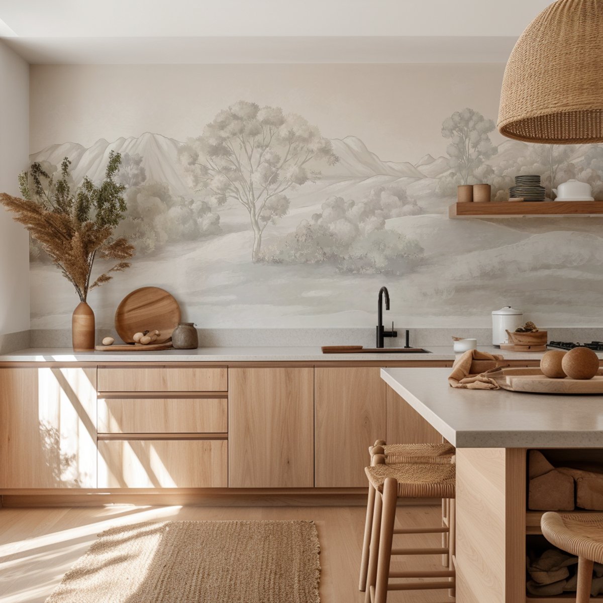 Papier peint paysage poétique sépia, XXL, tendance