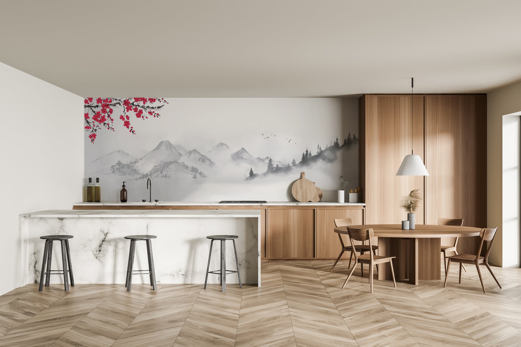 Papier peint zen paysage minimaliste, XXL, tendance