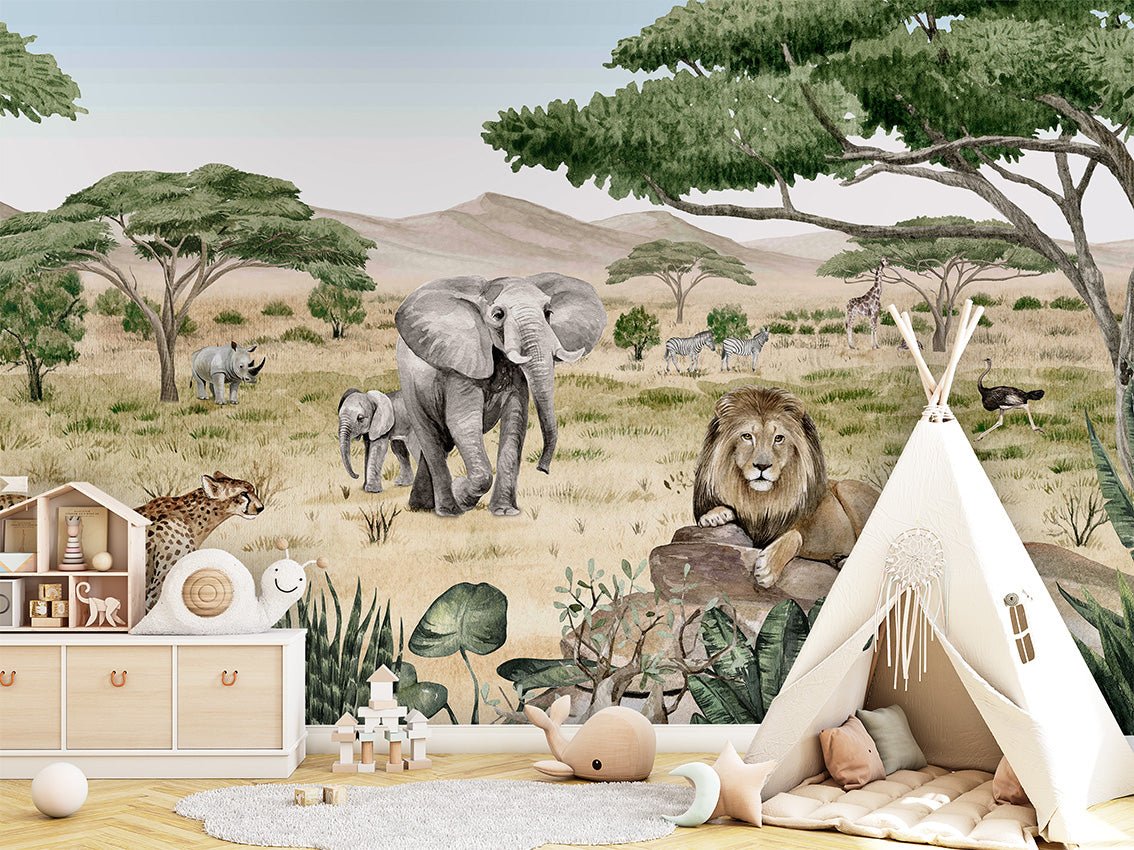 Papier peint enfant savane secrète, XXL, tendance