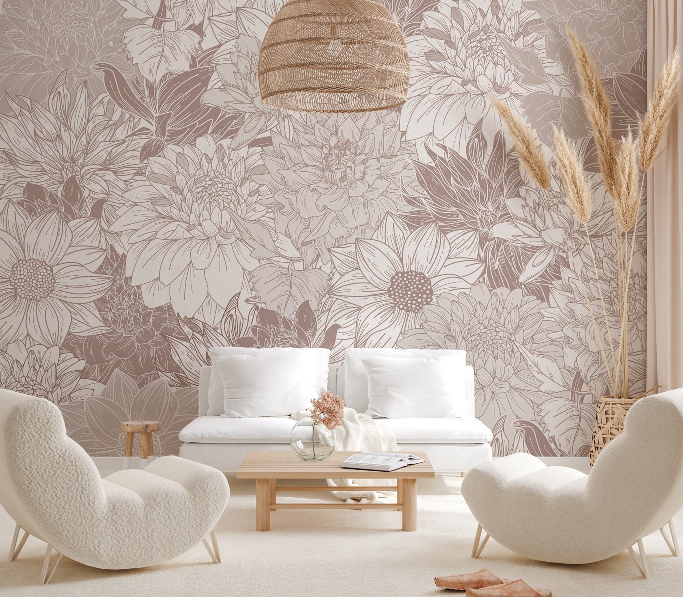 Papier peint fleur Dahlia, XXL, tendance