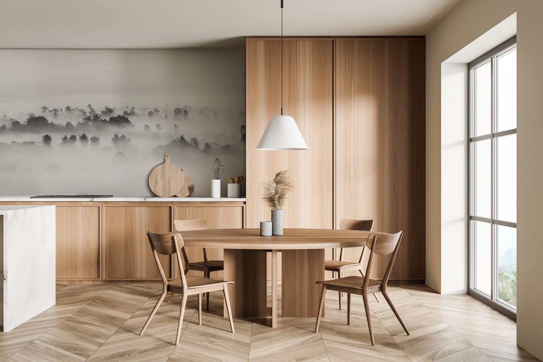 Papier peint bois brumeux, XXL, tendance