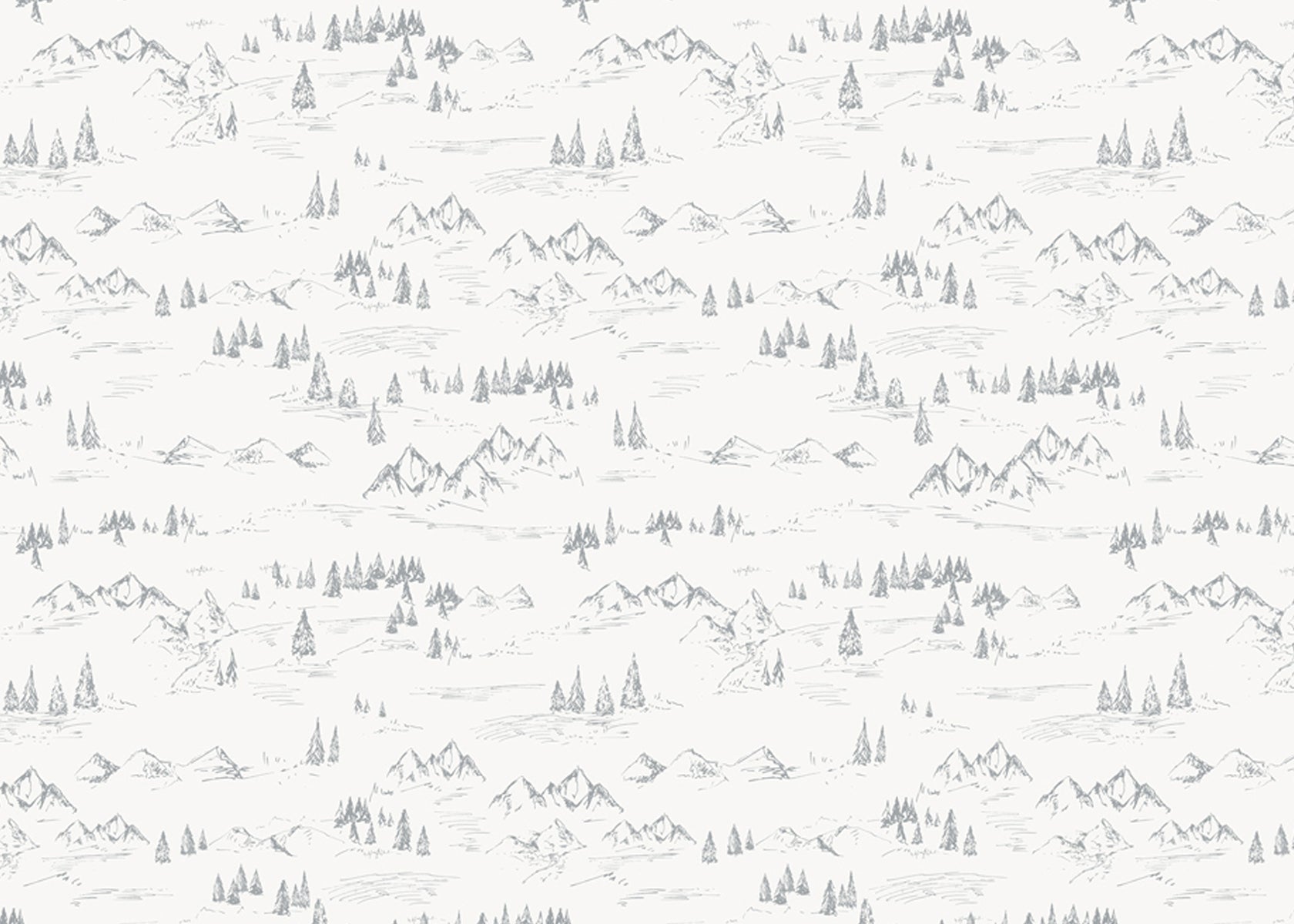 Papier peint illustration montagne et sapin, XXL, tendance
