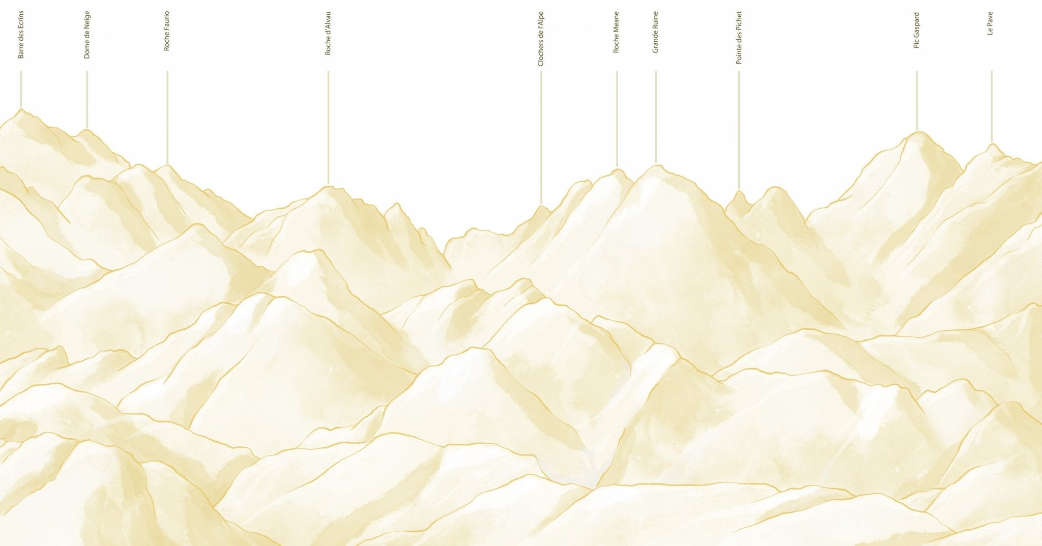 Papier peint massif des Écrins jaune, XXL, tendance