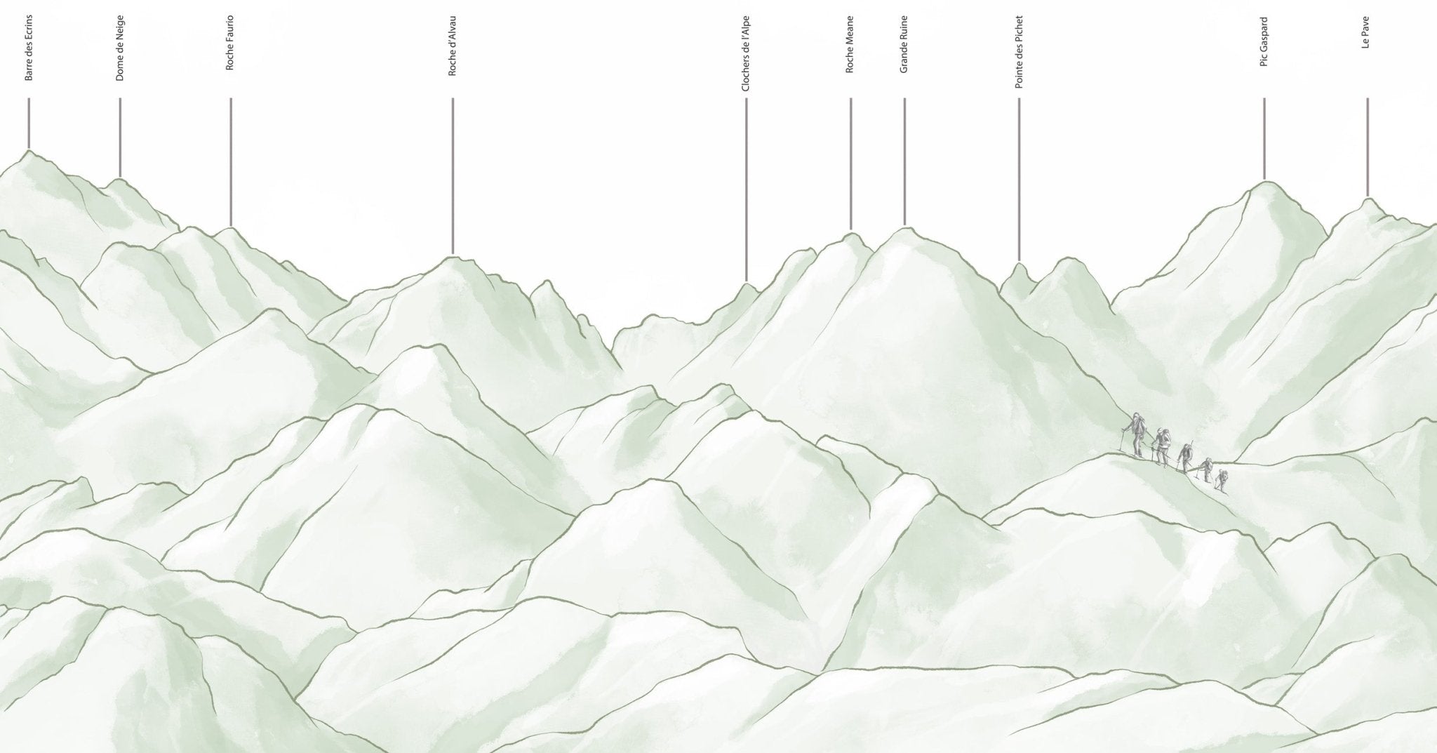 Papier peint massif des Écrins vert, XXL, tendance