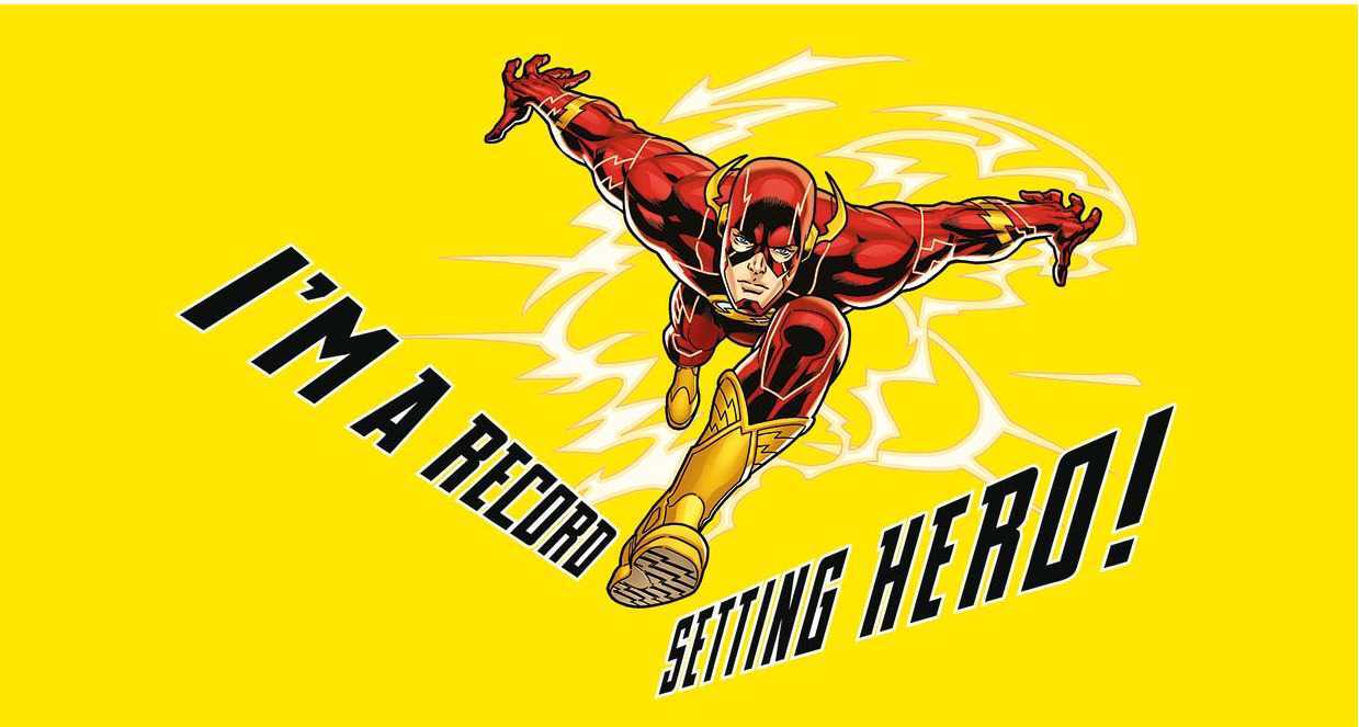 Papier peint panoramique héro flash record de vitesse BD yellow, XXL, tendance