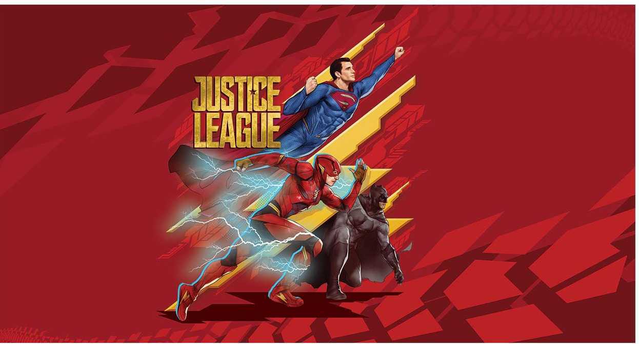Papier peint panoramique justice league héro ready to go red, XXL, tendance