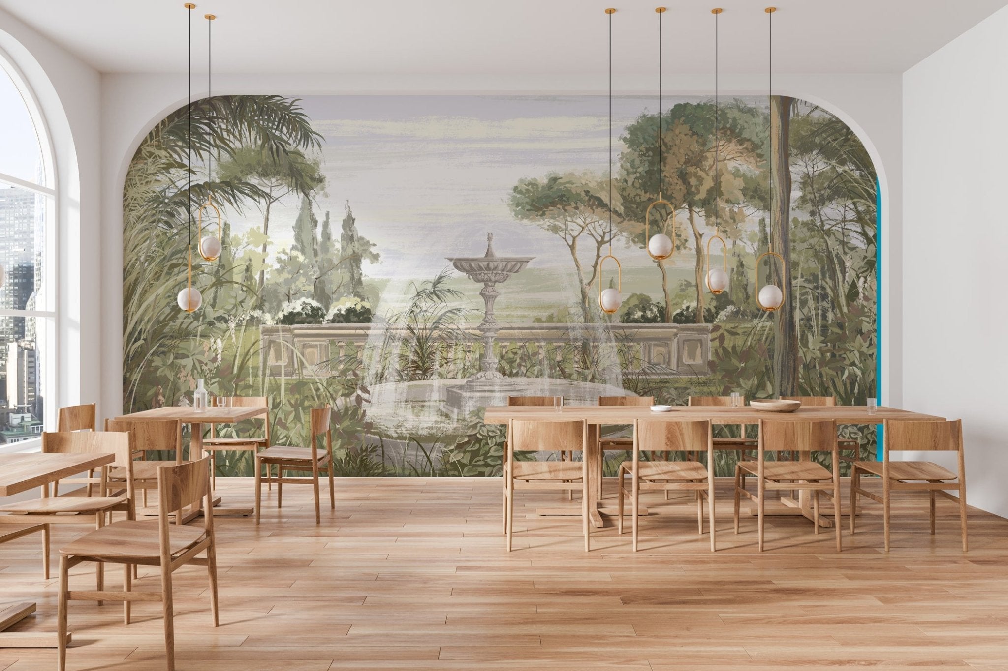 Papier peint paysage jardin ancien, XXL, tendance