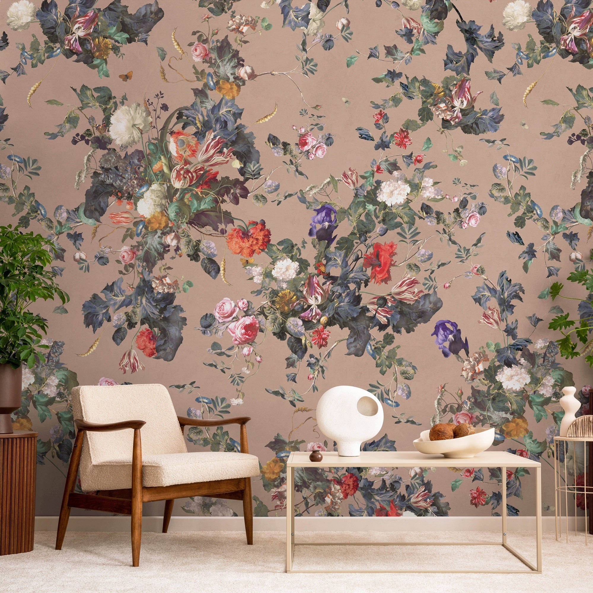 Papier peint plantes grimpantes vintage, mural concept, tendance