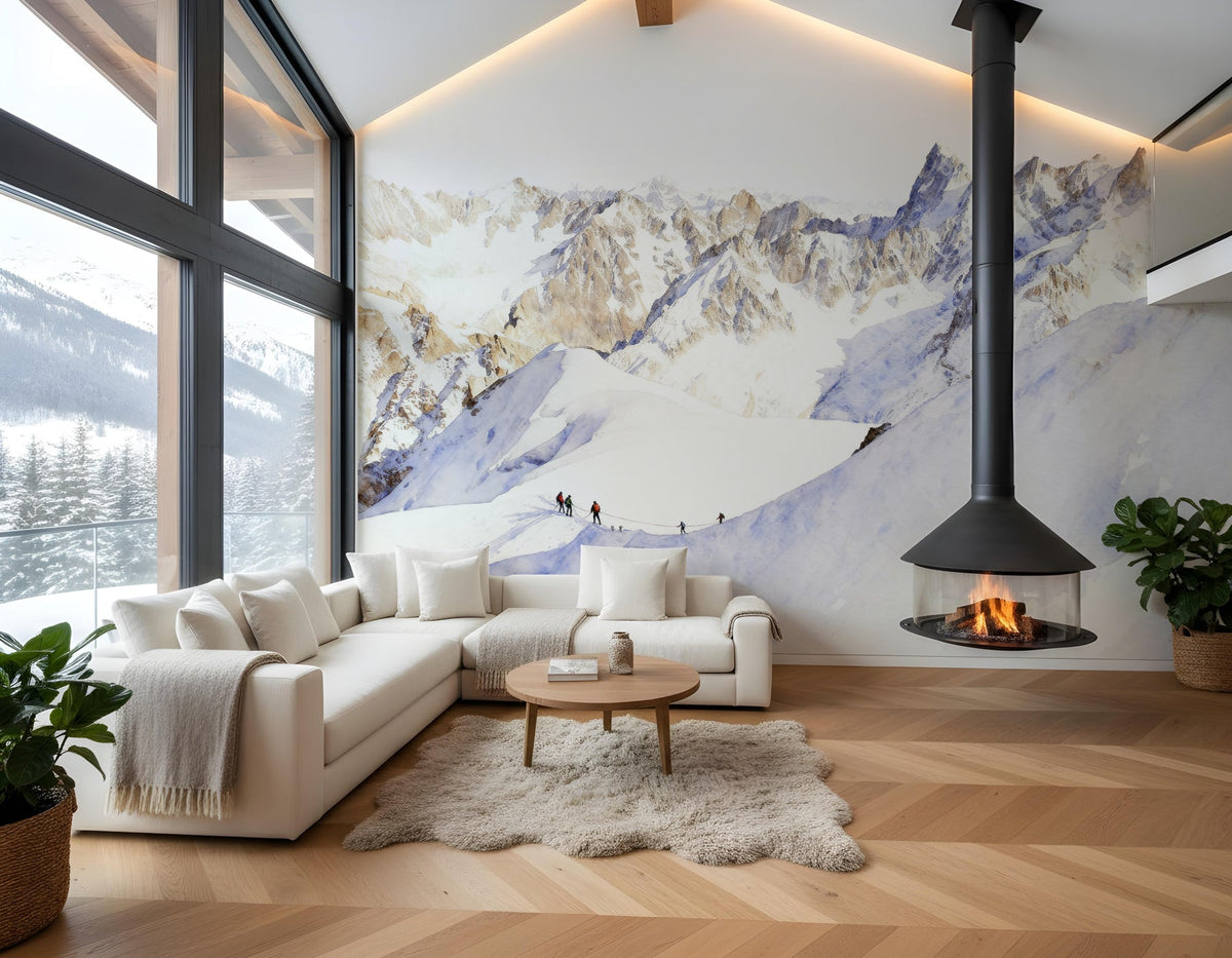 Papier peint alpinisme la cordée - Vallée blanche