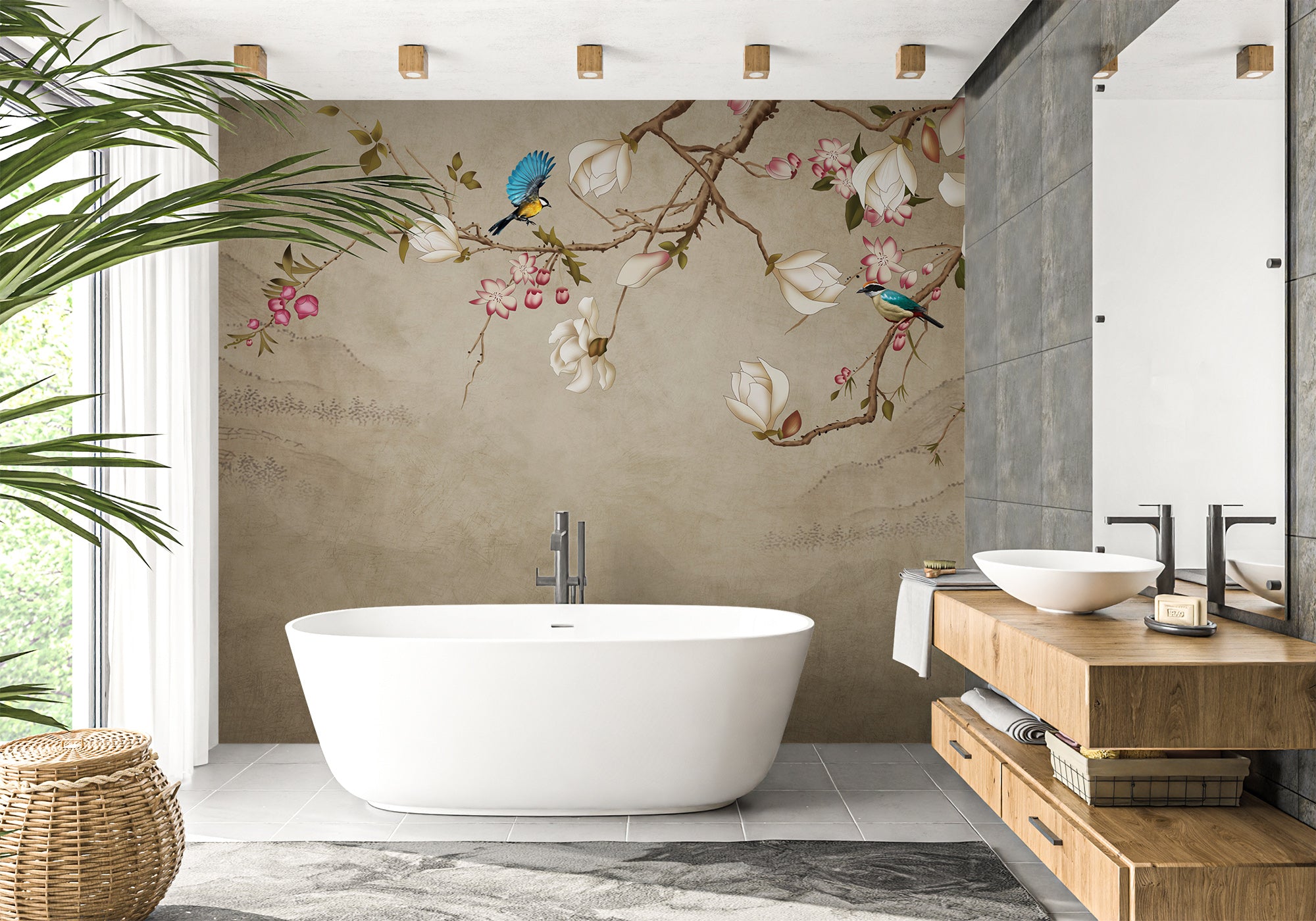 Papier peint salle de bain Romantique bird, mural concept, tendance
