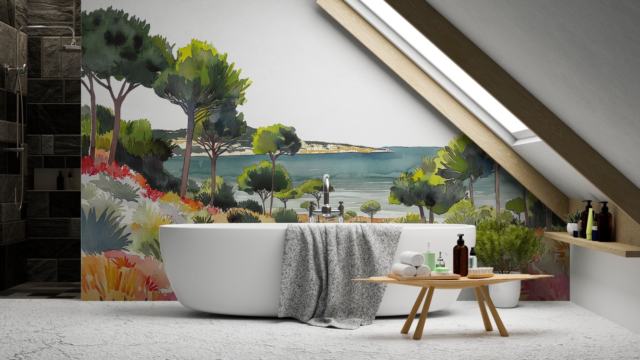 Papier peint panoramique air estival, mural concept, tendance