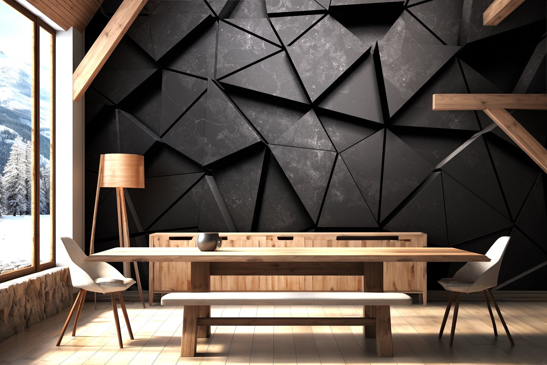 Papier peint 3D Black Perspective, XXL, tendance