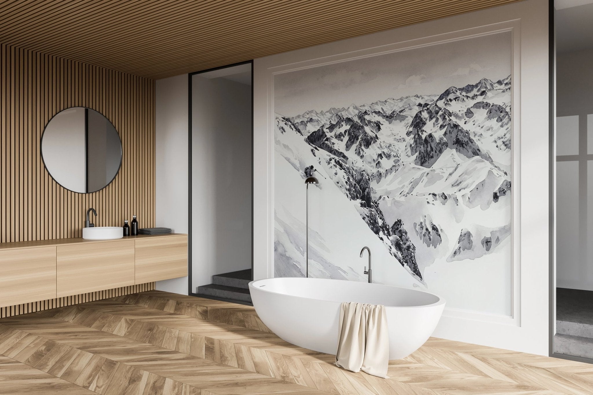 Papier peint Pyrénées  - Fresques enneigées Tourmalet Montagne - Muralconcept