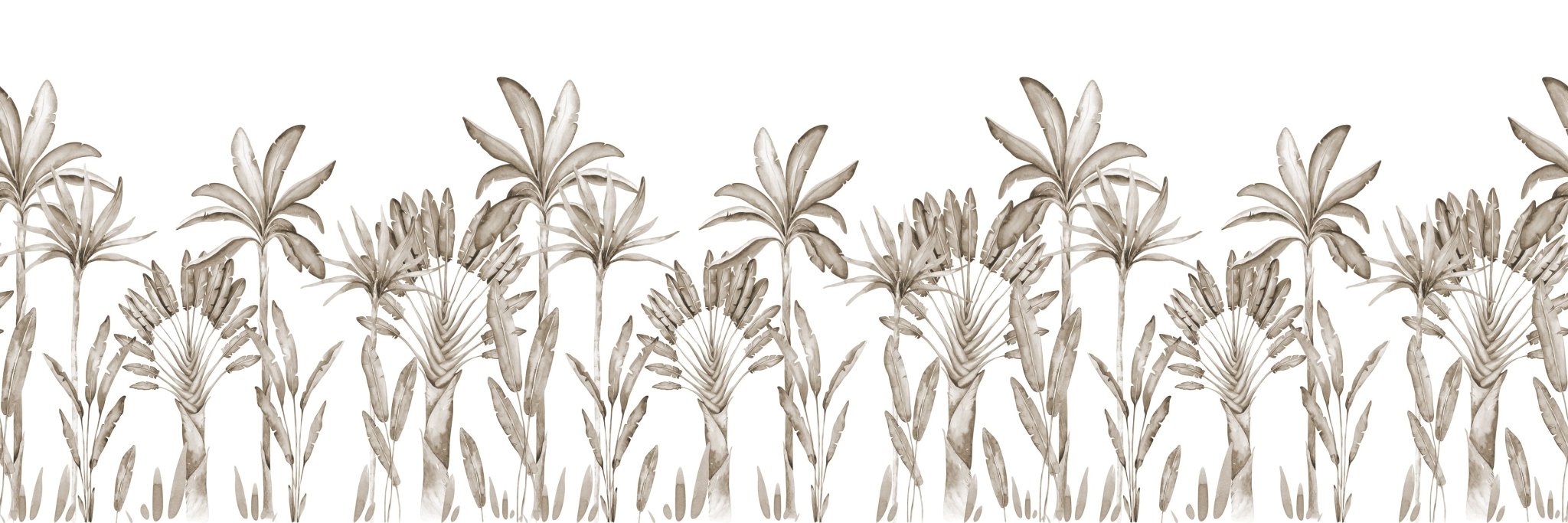 papier peint panoramique Palmier Sépia Aquarelle, XXL, tendance