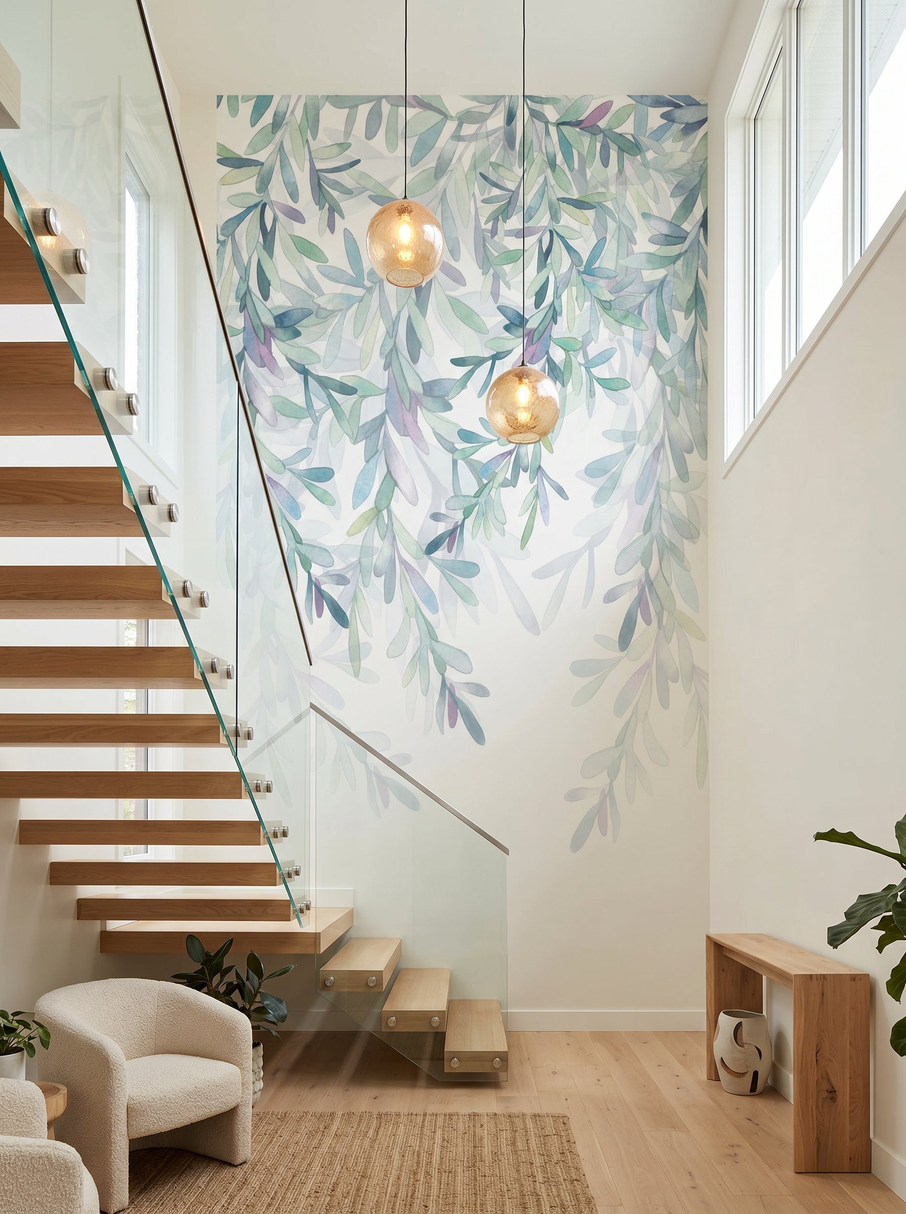 Papier peint escalier - Végétal & Scandinave style - Muralconcept