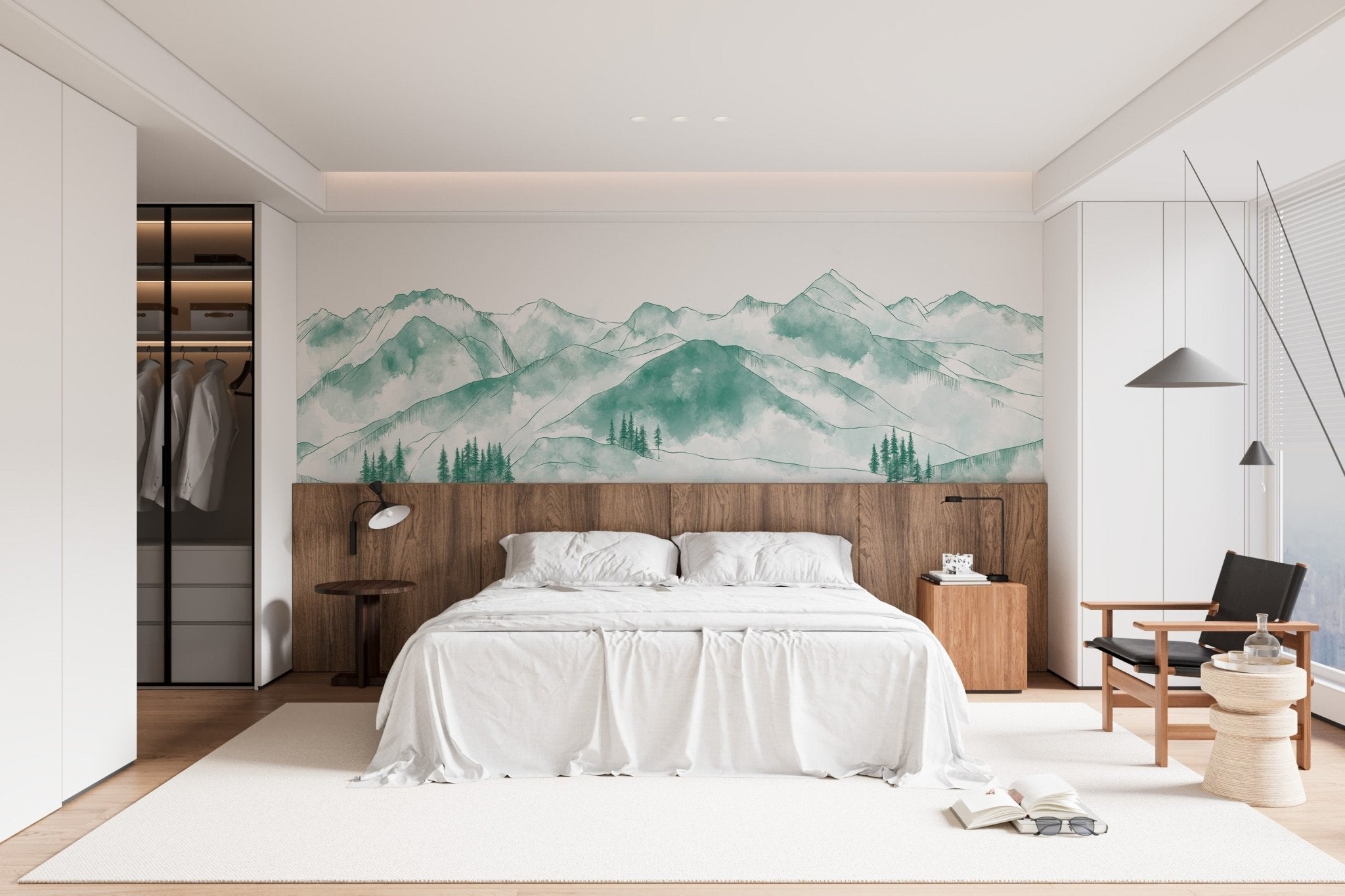 Papier peint montagne chaine des Aravis vert menthe - Muralconcept