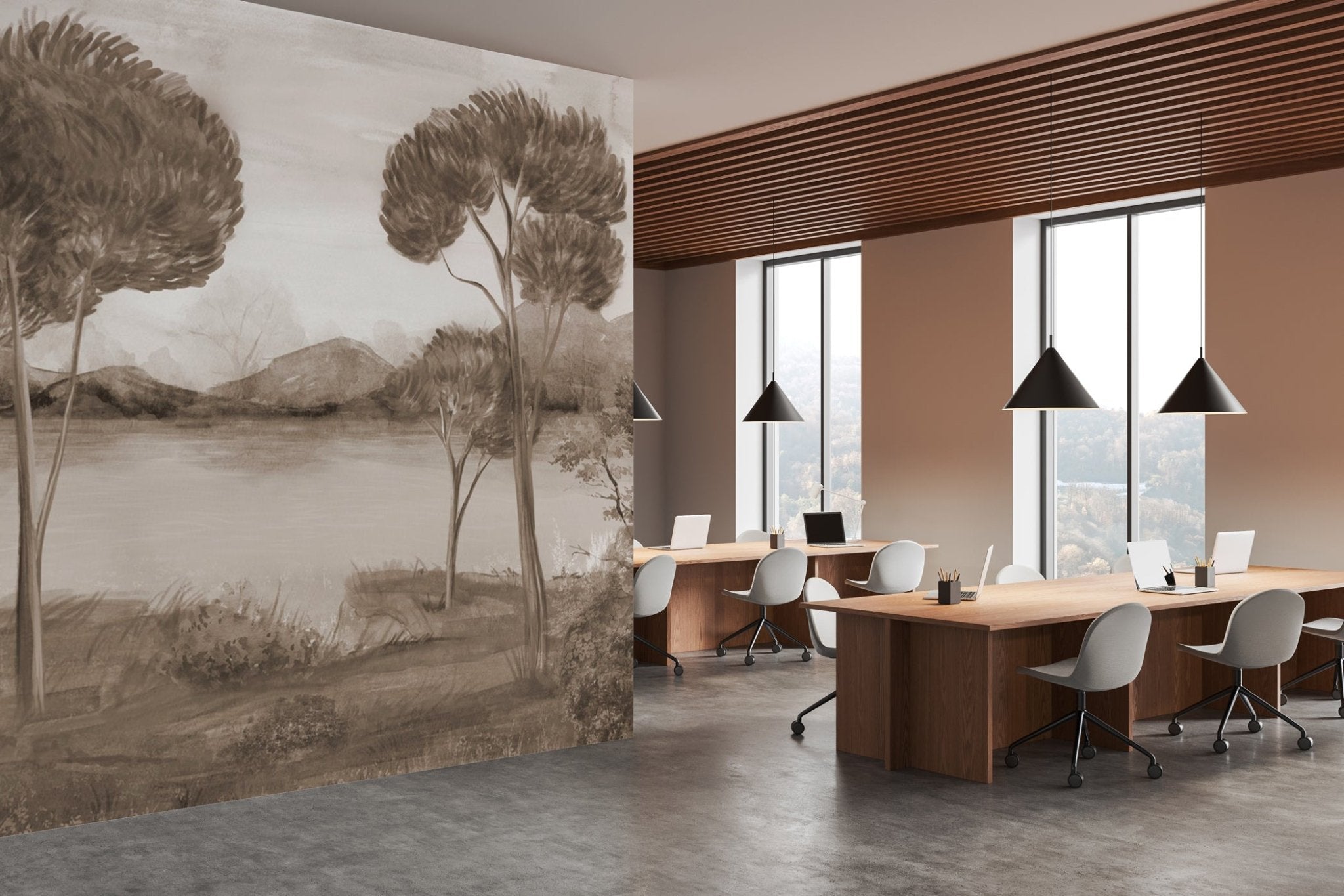 Papier peint panoramique méditerranéen Sépia, XXL, tendance