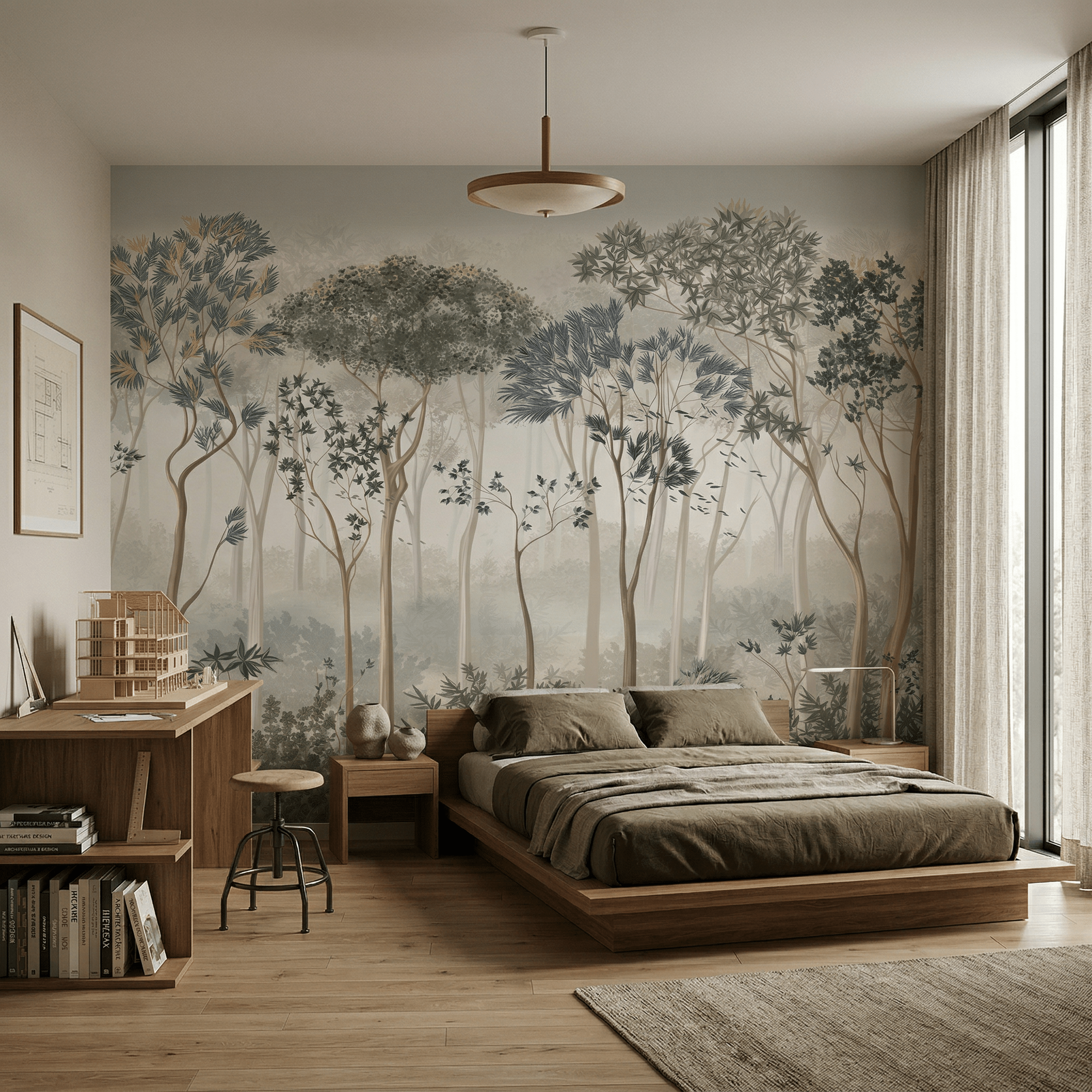 Papier peint panoramique silhouette forest – Pins Signature - Muralconcept