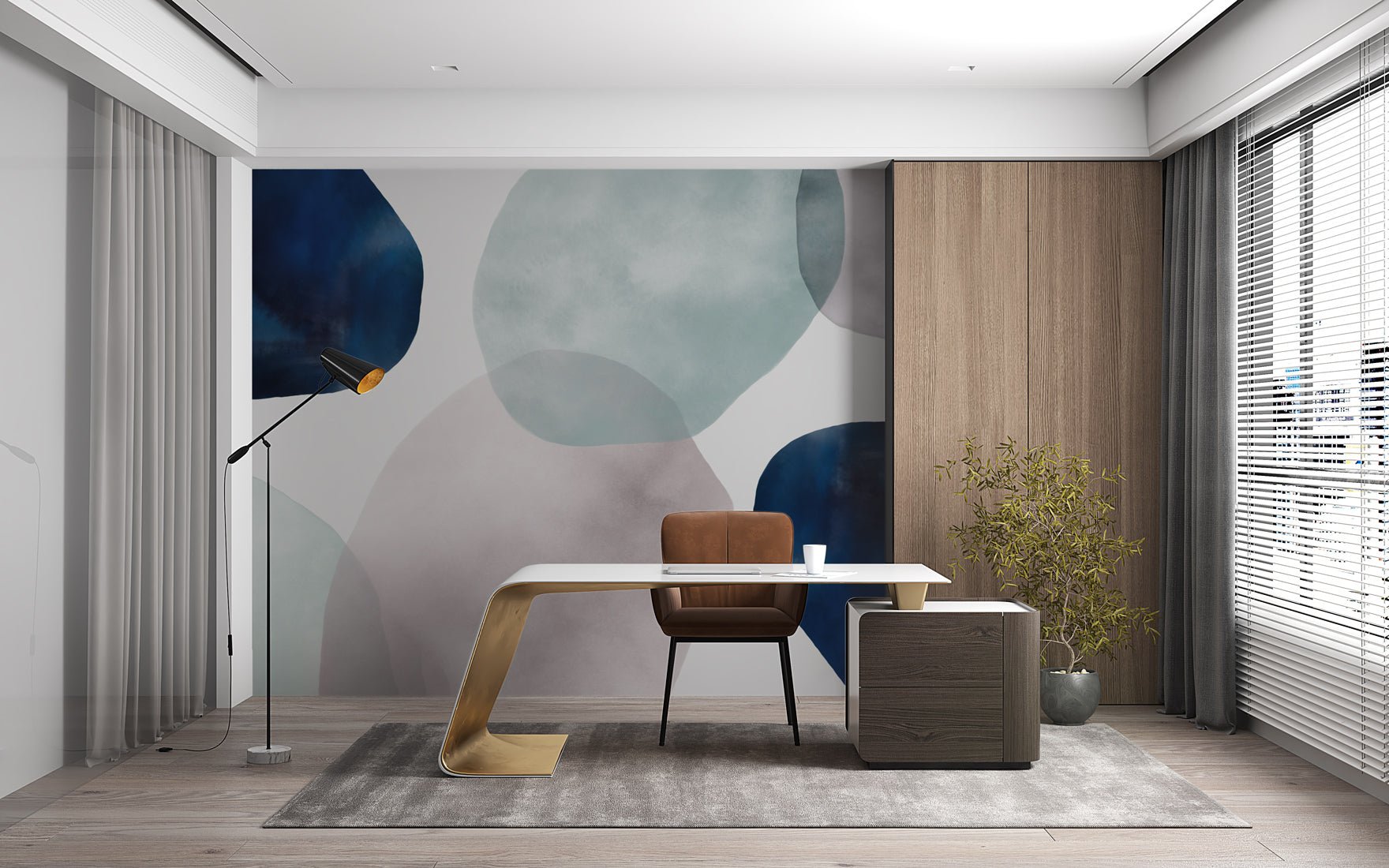 Papier peint cercle abstrait watercolor - papier peint sur mesure francais - muralconcept