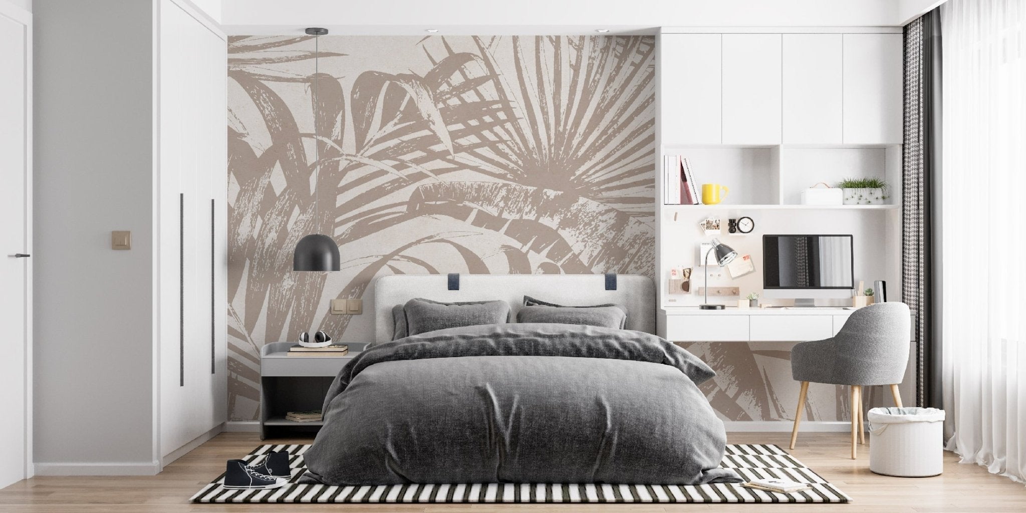 Papier peint monochrome jungle feuille - papier peint sur mesure francais - muralconcept