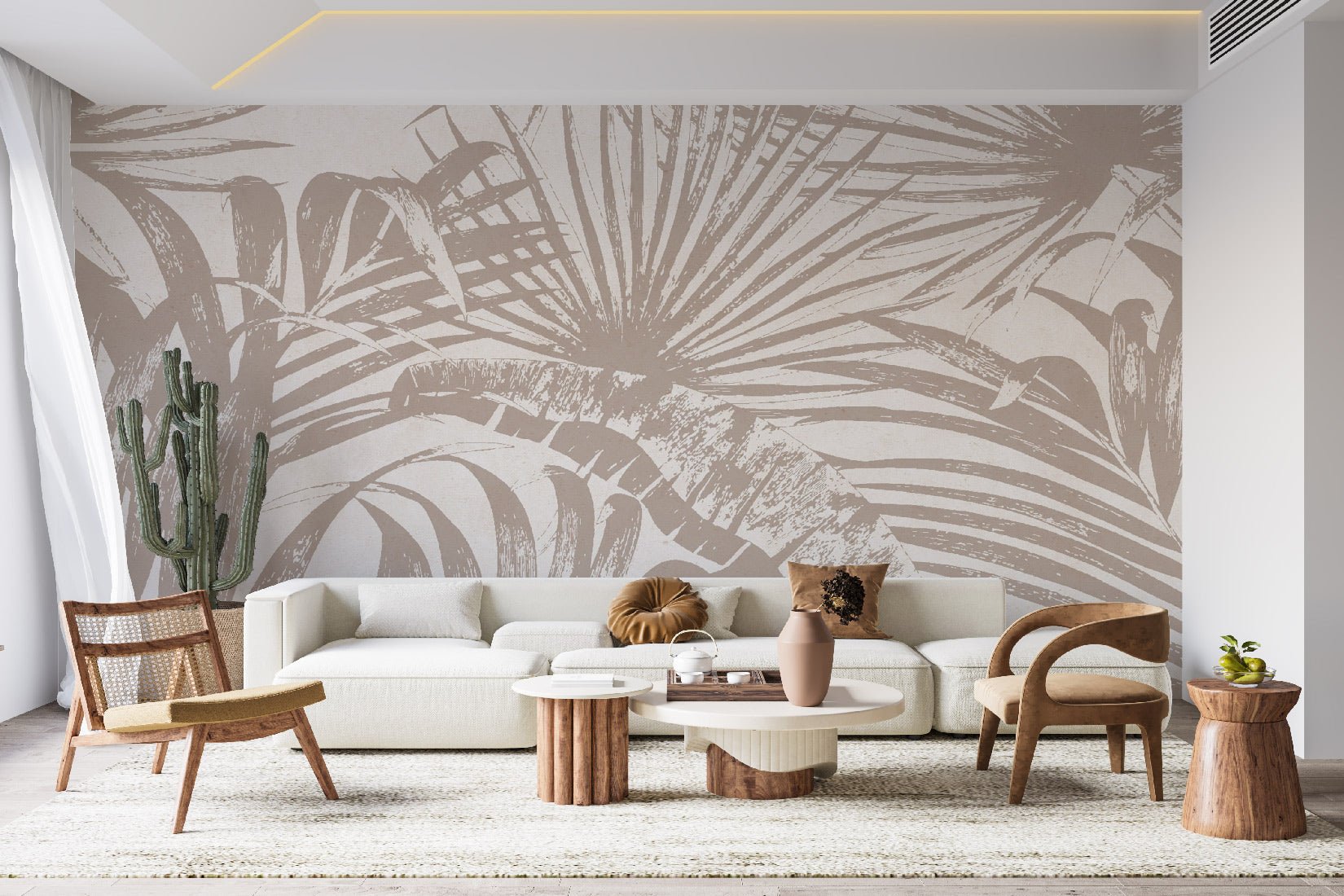 Papier peint monochrome jungle feuille - papier peint sur mesure francais - muralconcept