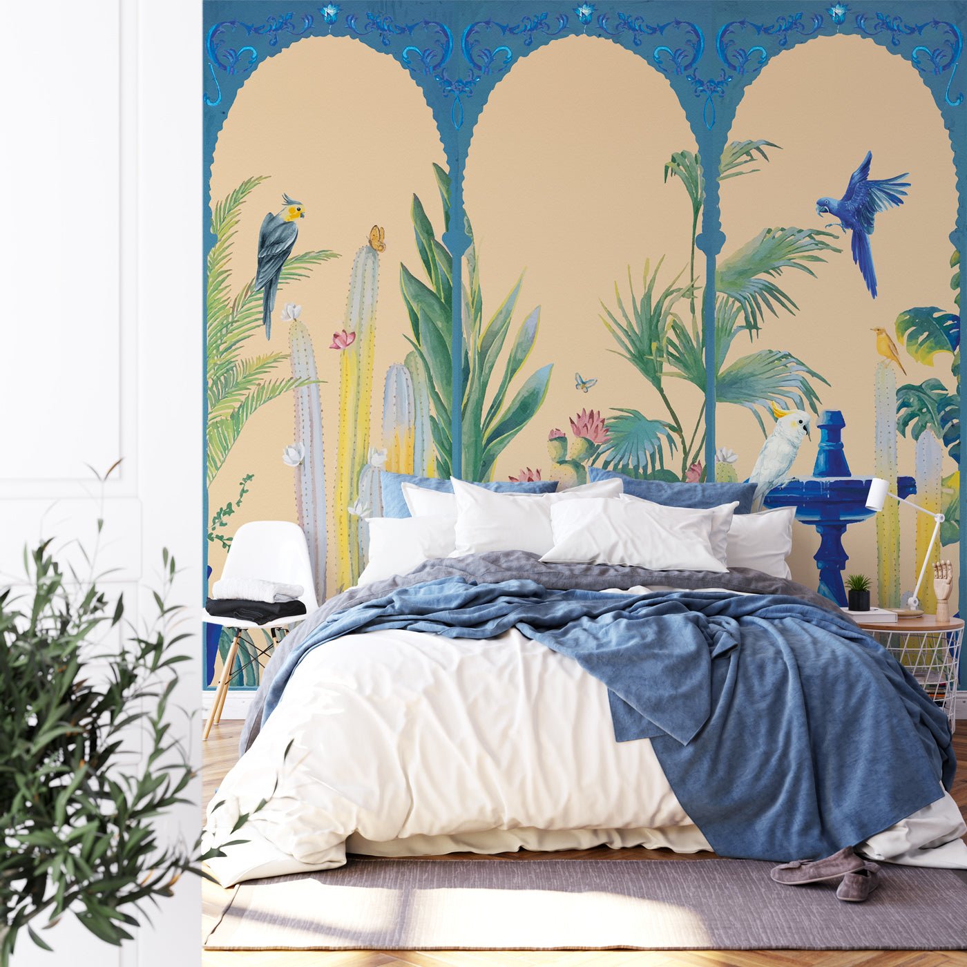Papier peint panoramique art majorelle, mural concept, tendance