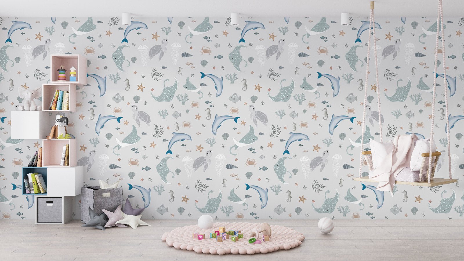 Papier peint enfant fond marin - papier peint sur mesure francais - muralconcept