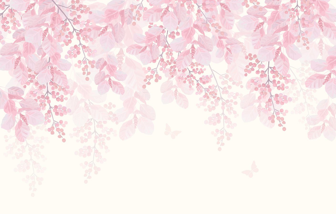 Papier peint toilette blooming aquarelle, mural concept, tendance