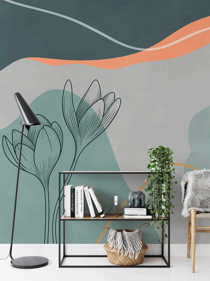 Papier peint art floral - papier peint sur mesure francais - muralconcept