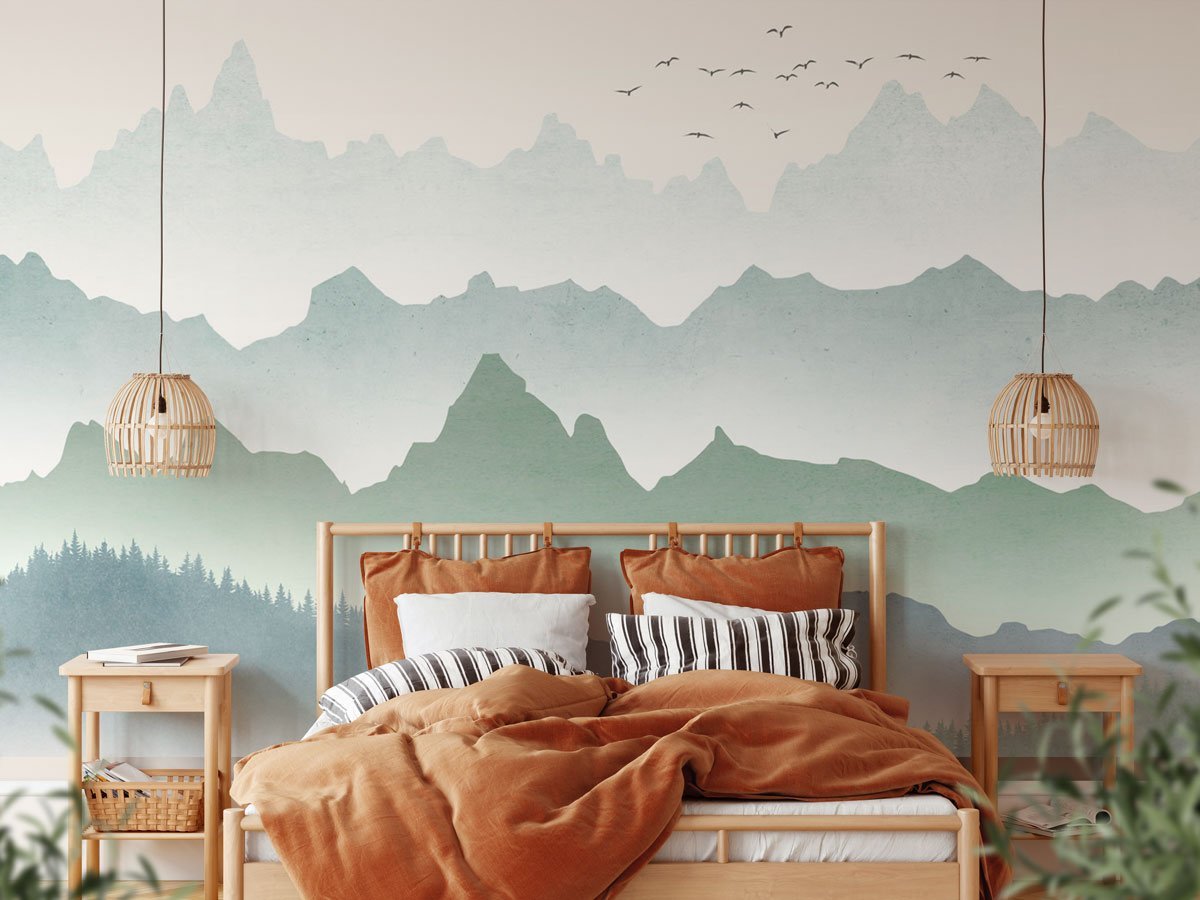 Papier peint brume matinale forêt - papier peint sur mesure francais - muralconcept