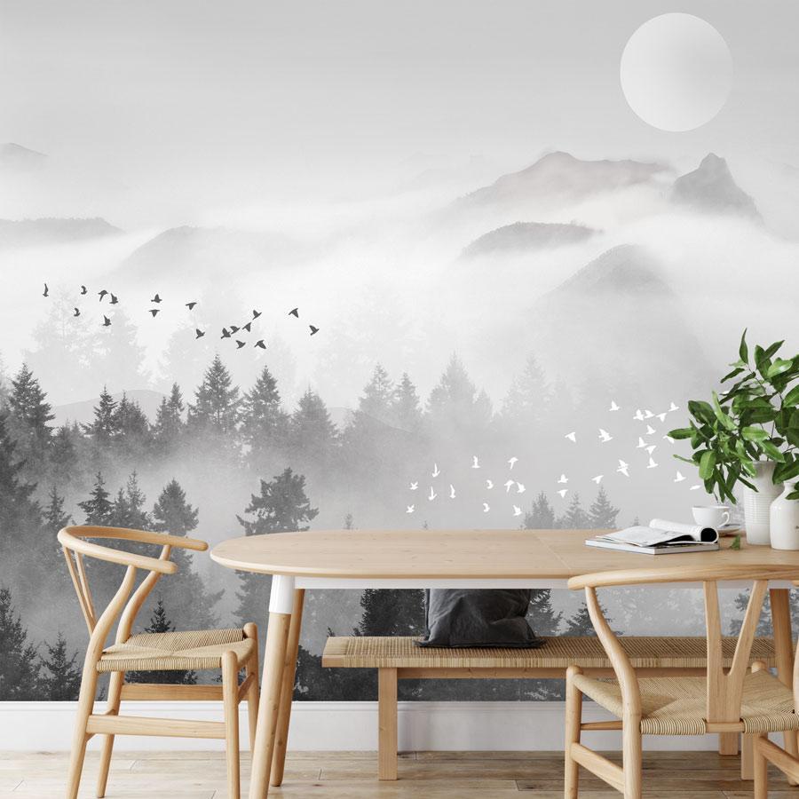 Papier peint brume mystique mountain - papier peint sur mesure francais - muralconcept
